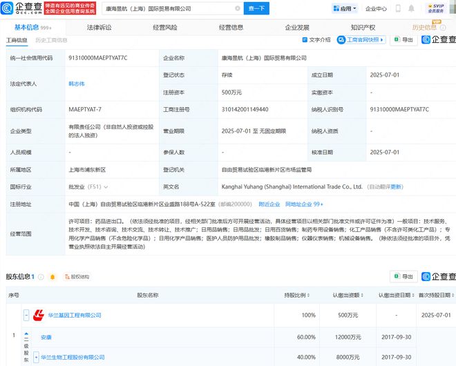 華蘭生物跨界投資，攜手成立國際貿(mào)易公司進(jìn)軍機(jī)械設(shè)備銷售